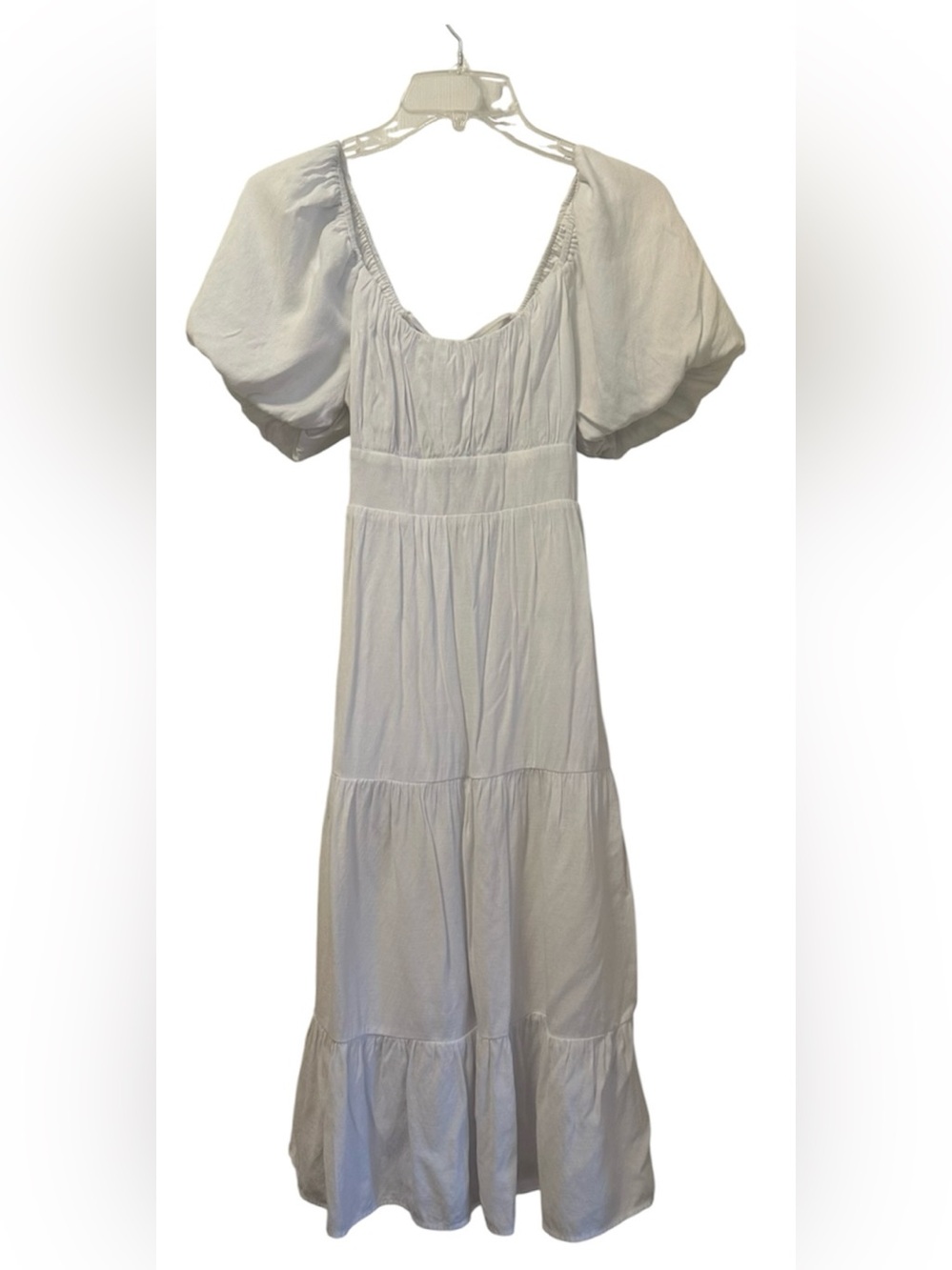 Altar’d State White Puff-Sleeve Maxi Dress